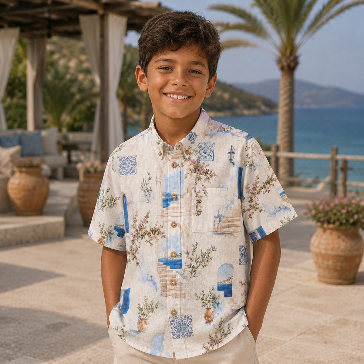 Azure Courtyard  Boys’ Shirt