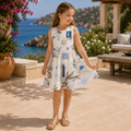 Azure Courtyard Girls’ Dress